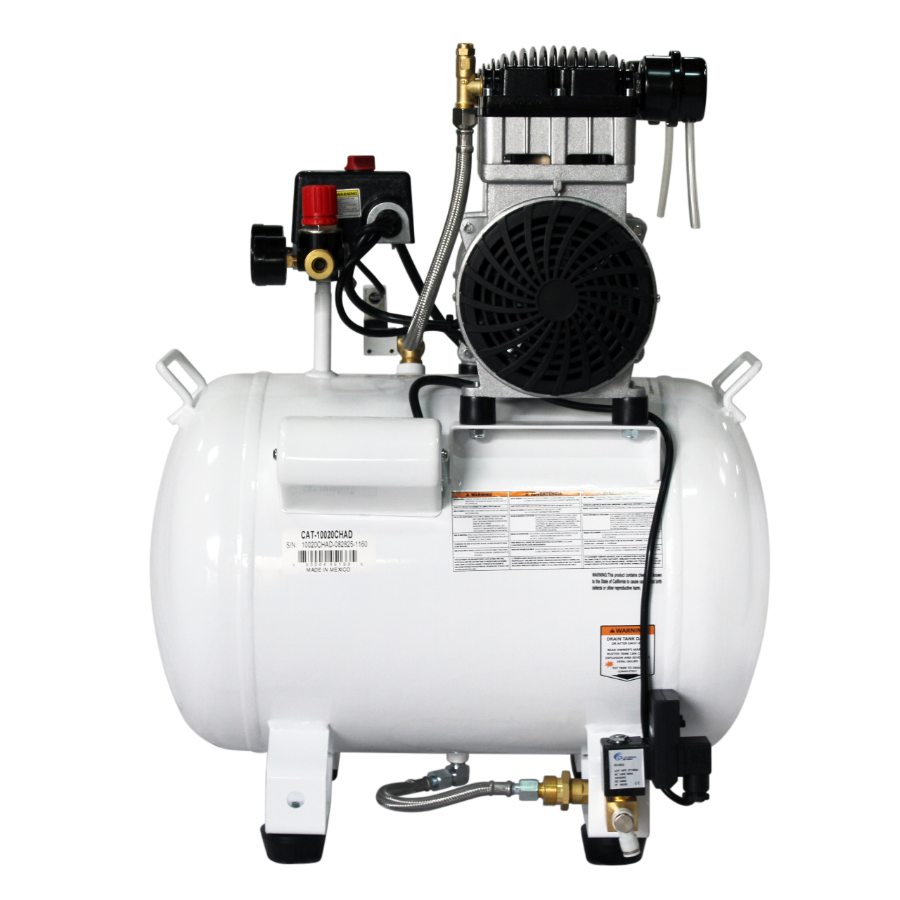 CALIFORNIA AIR TOOLS 10020CHAD Powerful 2.0 Hp Ultra Quiet, Oil-Free 10 Gallon Air Compressor with Automatic Drain Valve 9