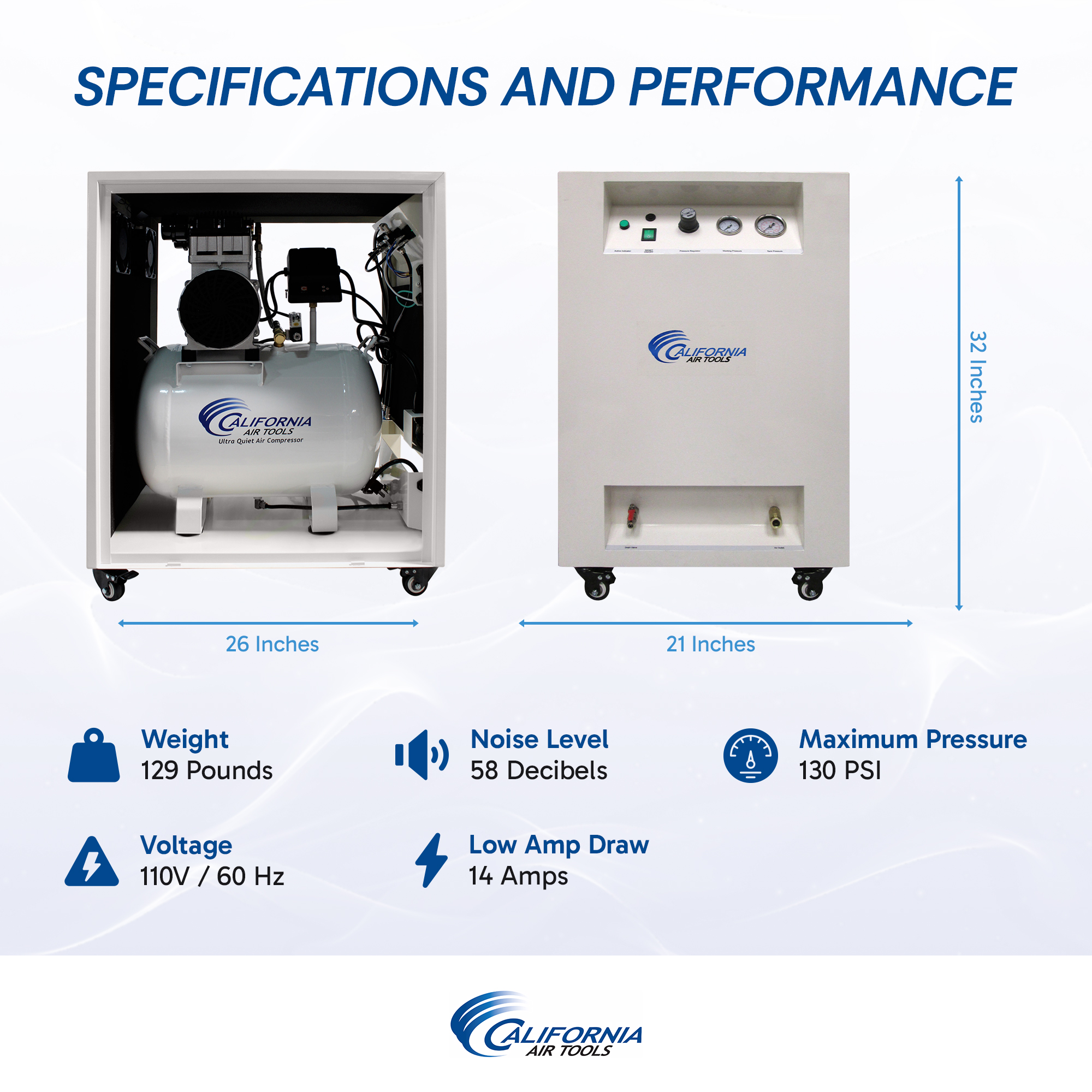 CALIFORNIA AIR TOOLS 10020SMSPC 2.0 Hp SMART Ultra-Quiet & Oil-Free 10 Gallon Air Compressor in Sound Proof Cabinet 3