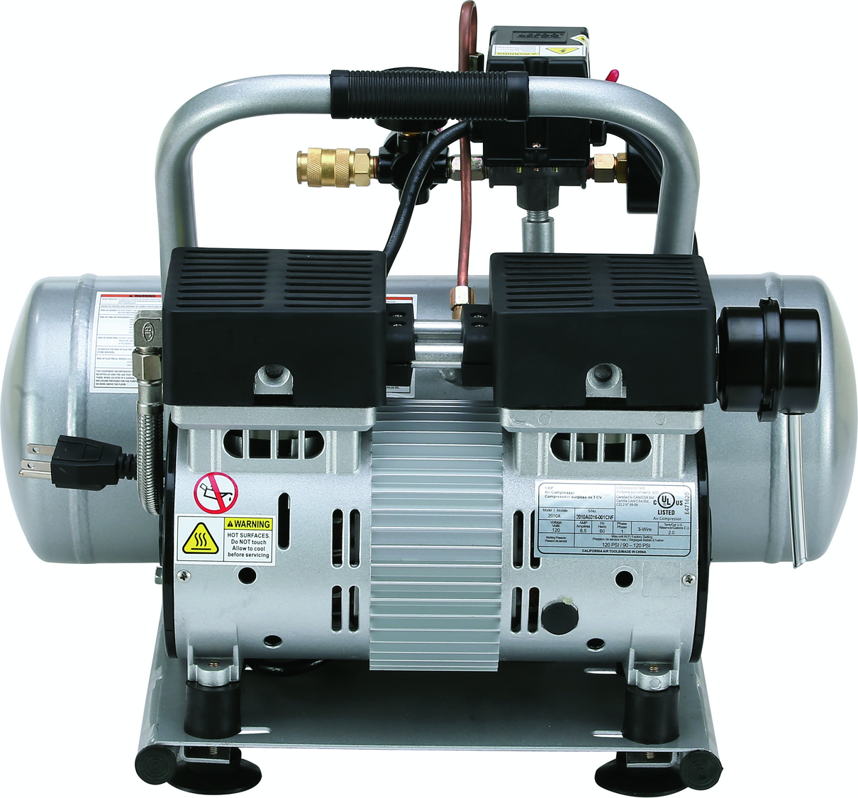 CALIFORNIA AIR TOOLS 2010A Ultra Quiet, Oil-Free, Lightweight 1.0 Hp 2 Gallon Air Compressor 10