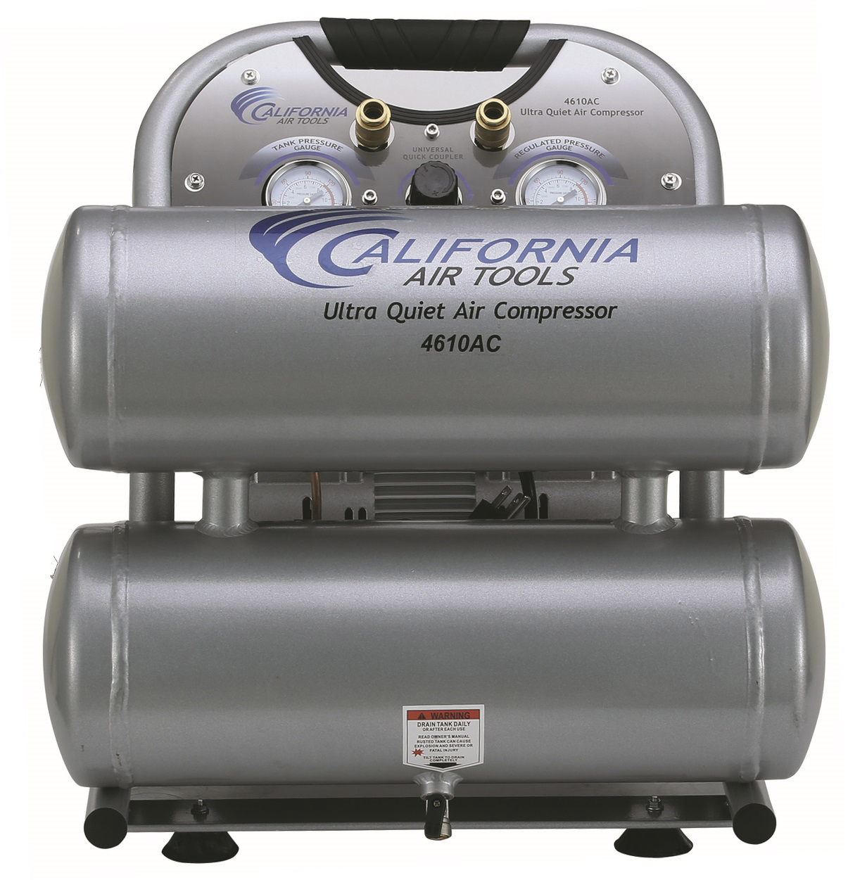 CALIFORNIA AIR TOOLS 4610AC Ultra Quiet 1.0 Hp, Oil-Free, Lightweight Aluminum 4.6 Gallon Air Compressor 7