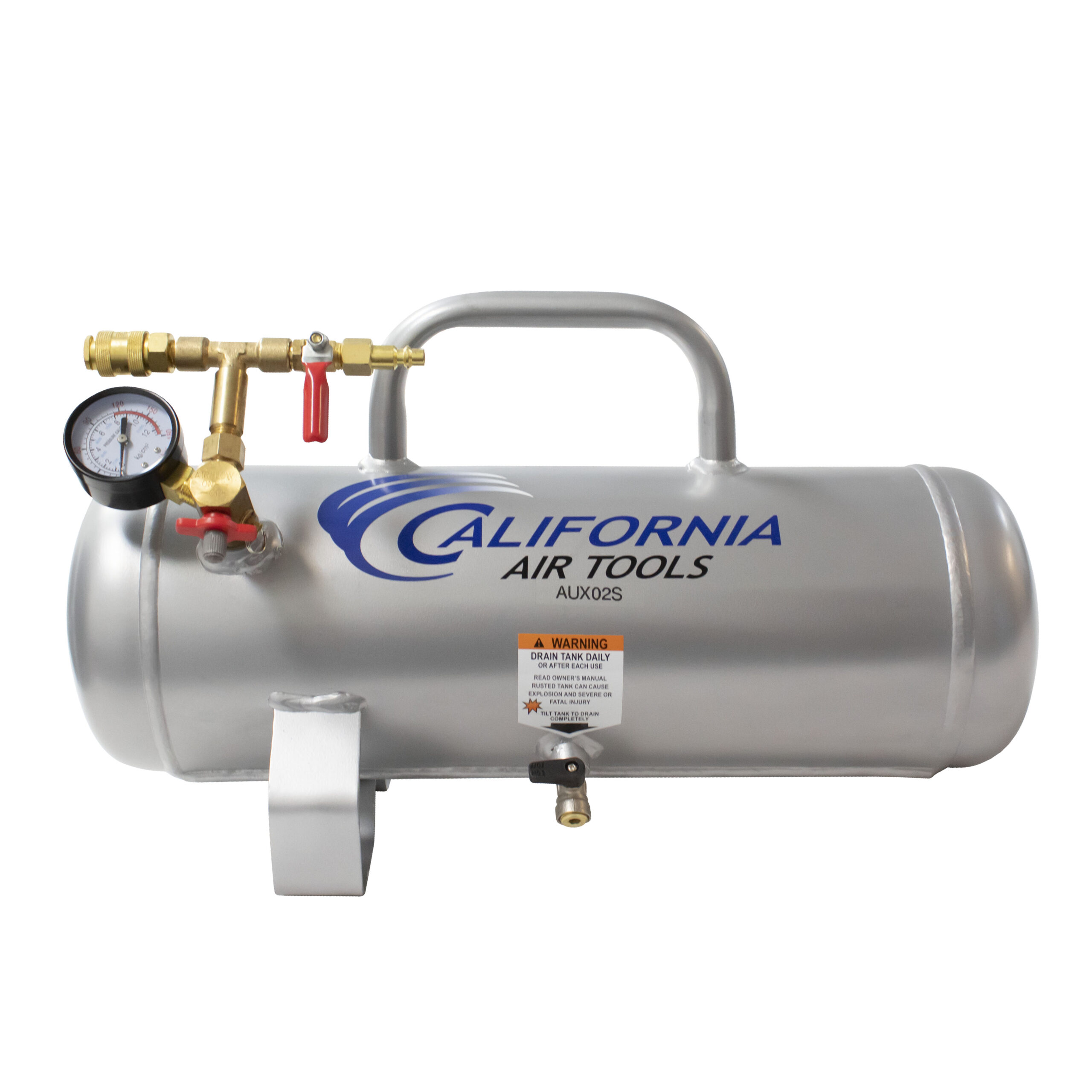CALIFORNIA AIR TOOLS AUX02S 2 Gallon Steel Portable Auxiliary Air Tank 3