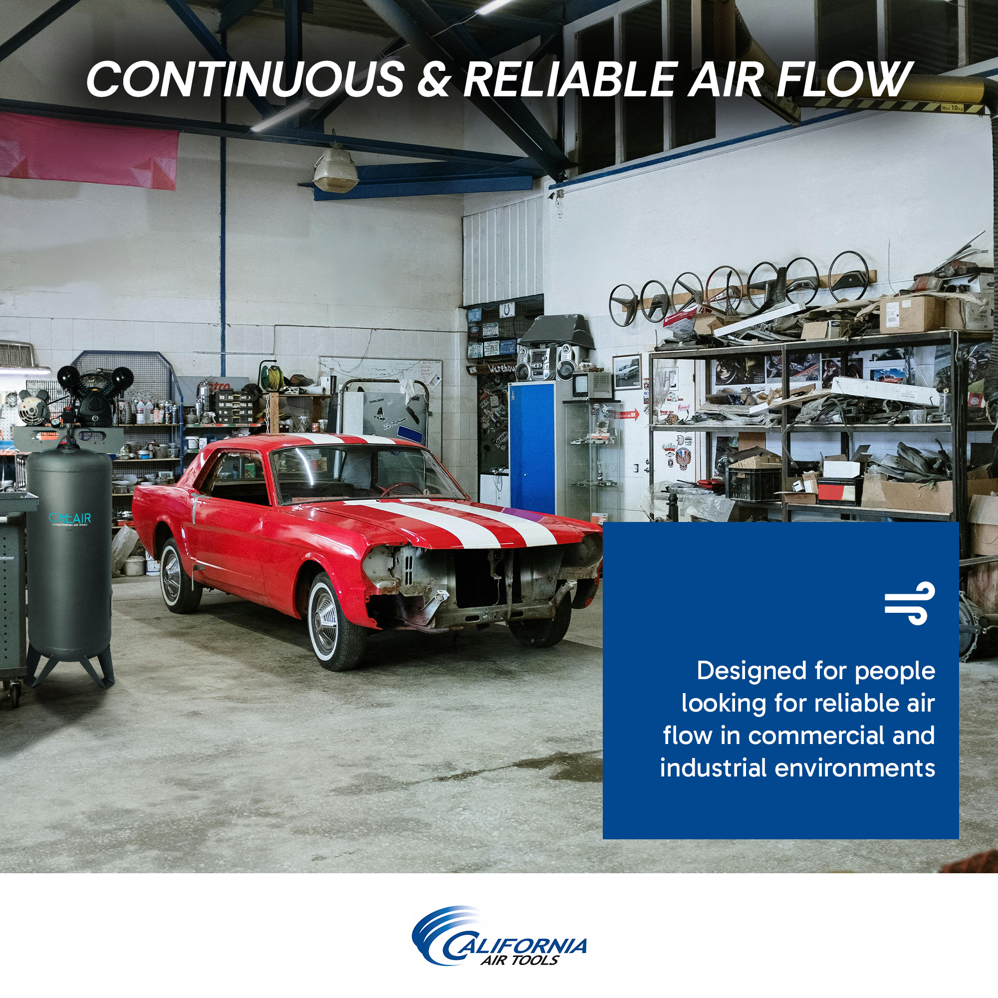 California Air Tools CALAIR 60037BD 60 Gal 3.7 hp One-Stage Oil-Lubricated Belt Driven Air Compressor