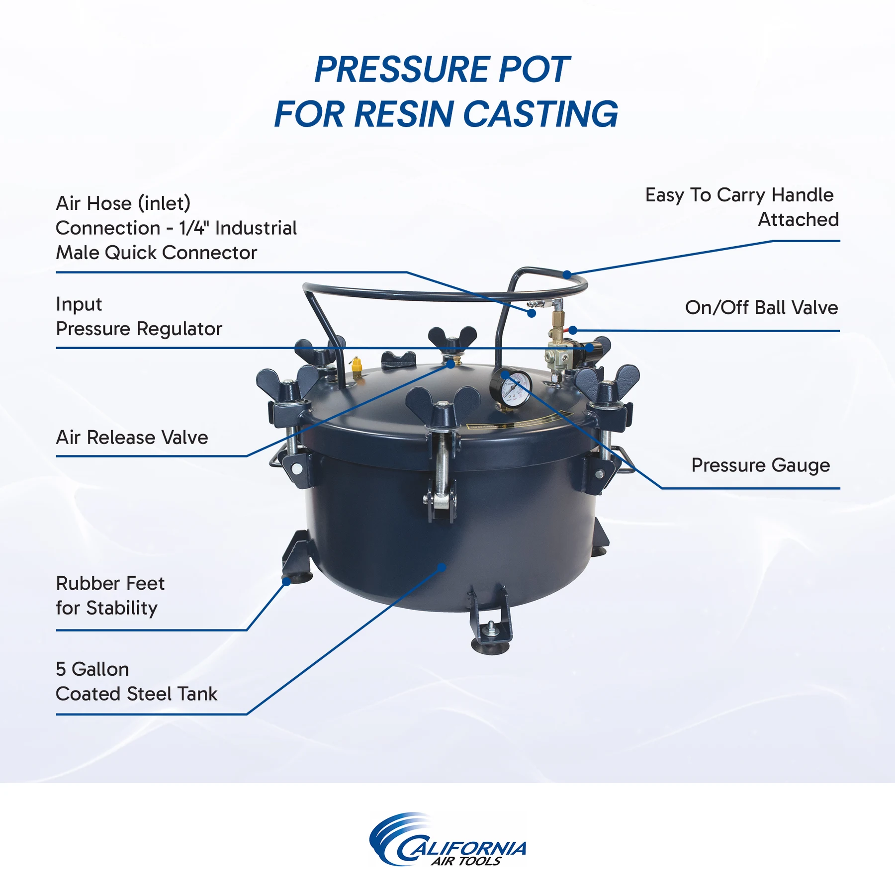 CALIFORNIA AIR TOOLS 1810C 10 Gallon Pressure Pot for Resin or Epoxy Casting 16