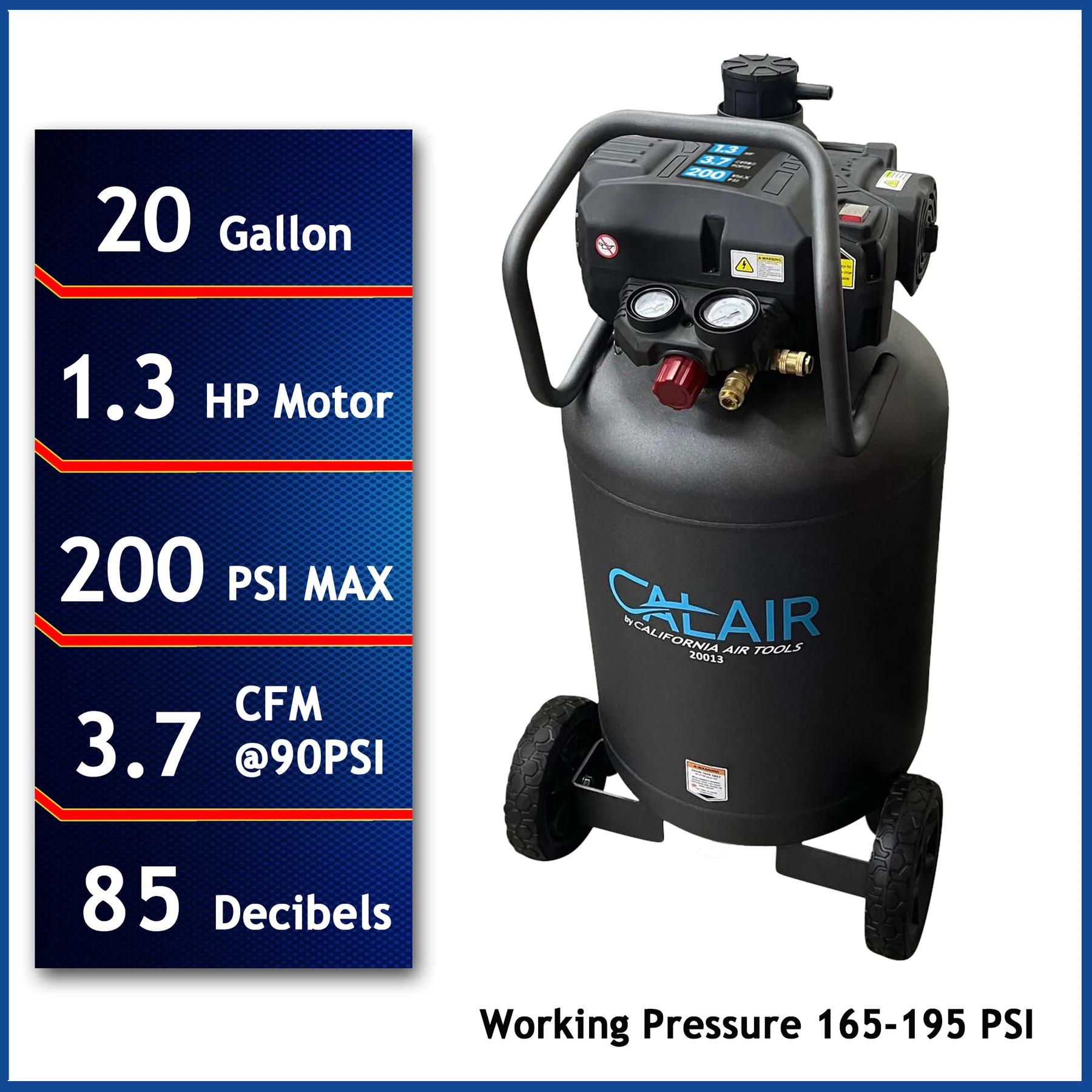California Air Tools CALAIR-20013 High Pressure 20 Gallon 1.3 Hp Air Compressor