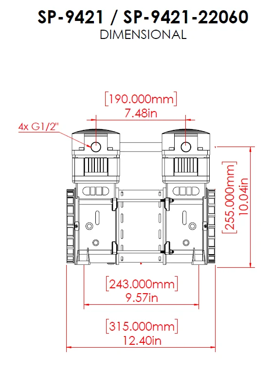CALIFORNIA AIR TOOLS SP-9421-22060 (220v 60hz 1-phase) 2.0 Hp Ultra Quiet & Oil-Free Pump/Motor 2