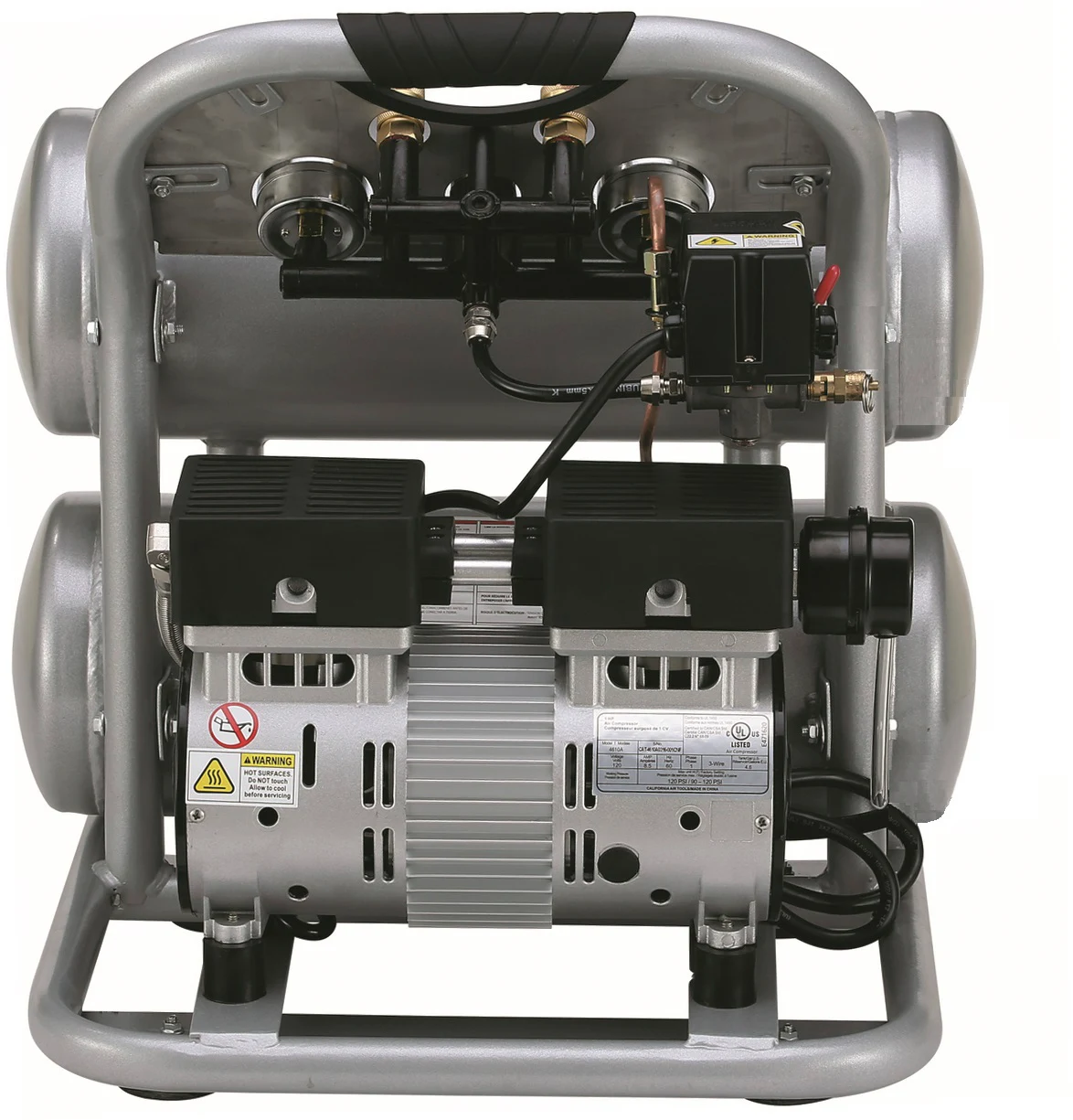 CALIFORNIA AIR TOOLS 4610AC Ultra Quiet 1.0 Hp, Oil-Free, Lightweight Aluminum 4.6 Gallon Air Compressor 9