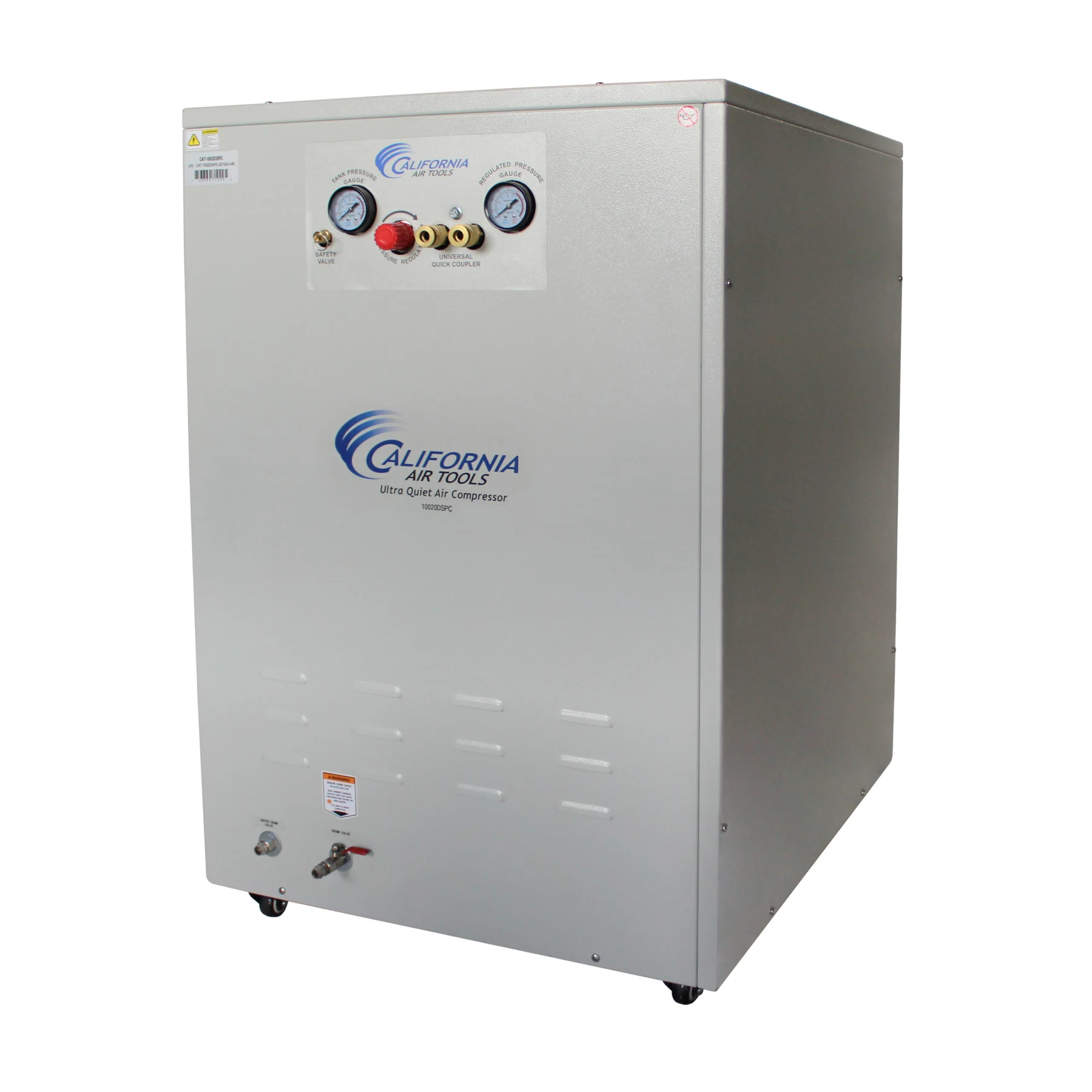 CALIFORNIA AIR TOOLS 10020DSPCAD 10-Gallon 2.0 Hp Ultra Quiet Oil-Free Air Compressor with 80% Air Dryer and Auto Drain in Sound Proof Cabinet 14