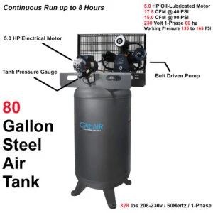 California Air Tools CALAIR 80050BD 80 Gal 5.0 hp One-Stage Oil-Lubricated Belt Driven Air Compressor