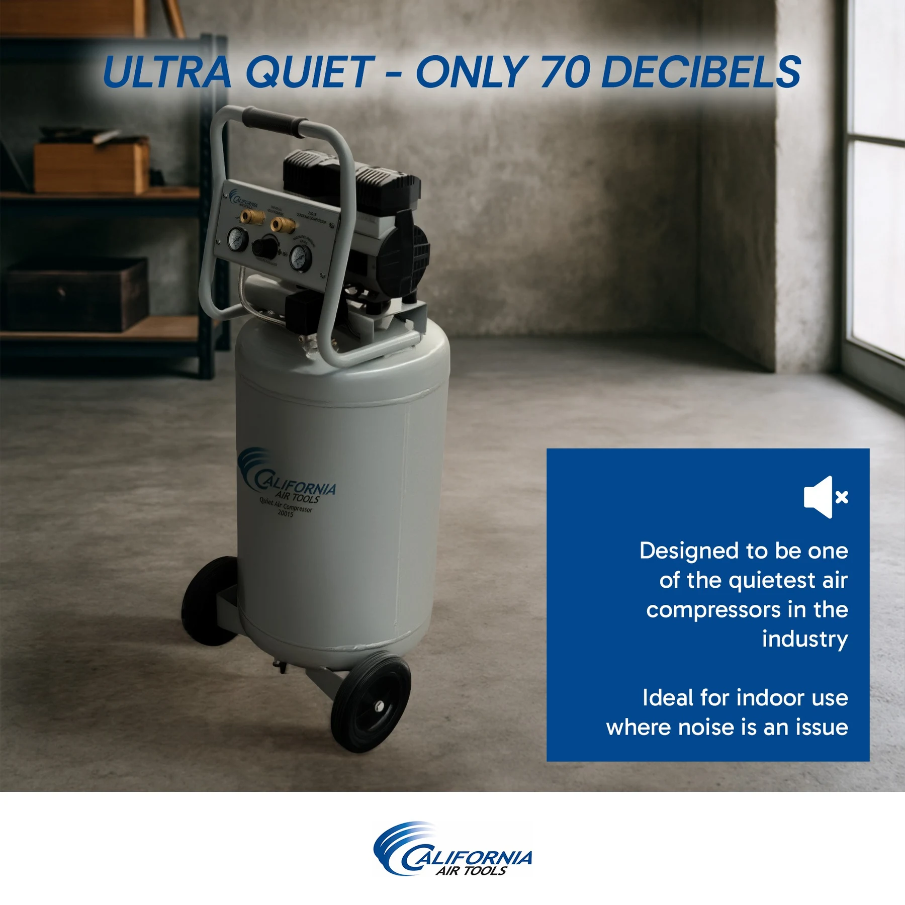 CALIFORNIA AIR TOOLS 20015 Ultra Quiet, Oil-Free and Powerful 1.5 Hp Portable 20-Gallon Air Compressor 11