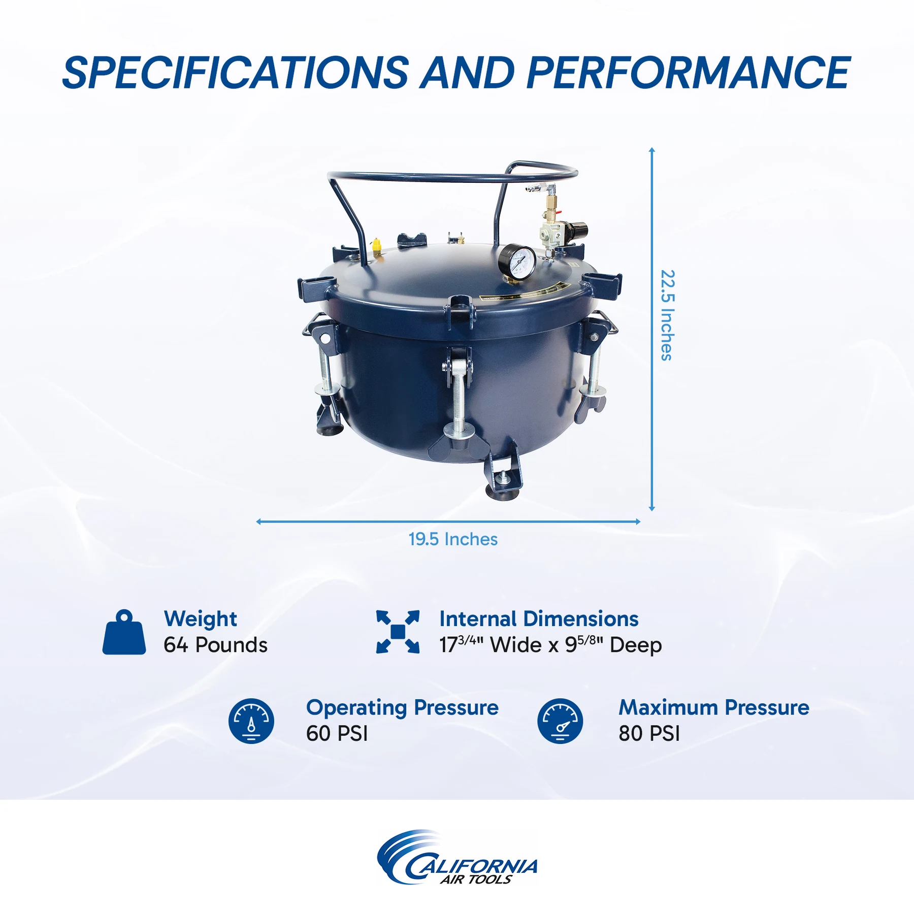 CALIFORNIA AIR TOOLS 1810C 10 Gallon Pressure Pot for Resin or Epoxy Casting 14