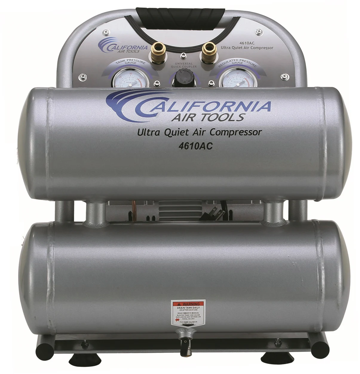 CALIFORNIA AIR TOOLS 4610AC Ultra Quiet 1.0 Hp, Oil-Free, Lightweight Aluminum 4.6 Gallon Air Compressor 4