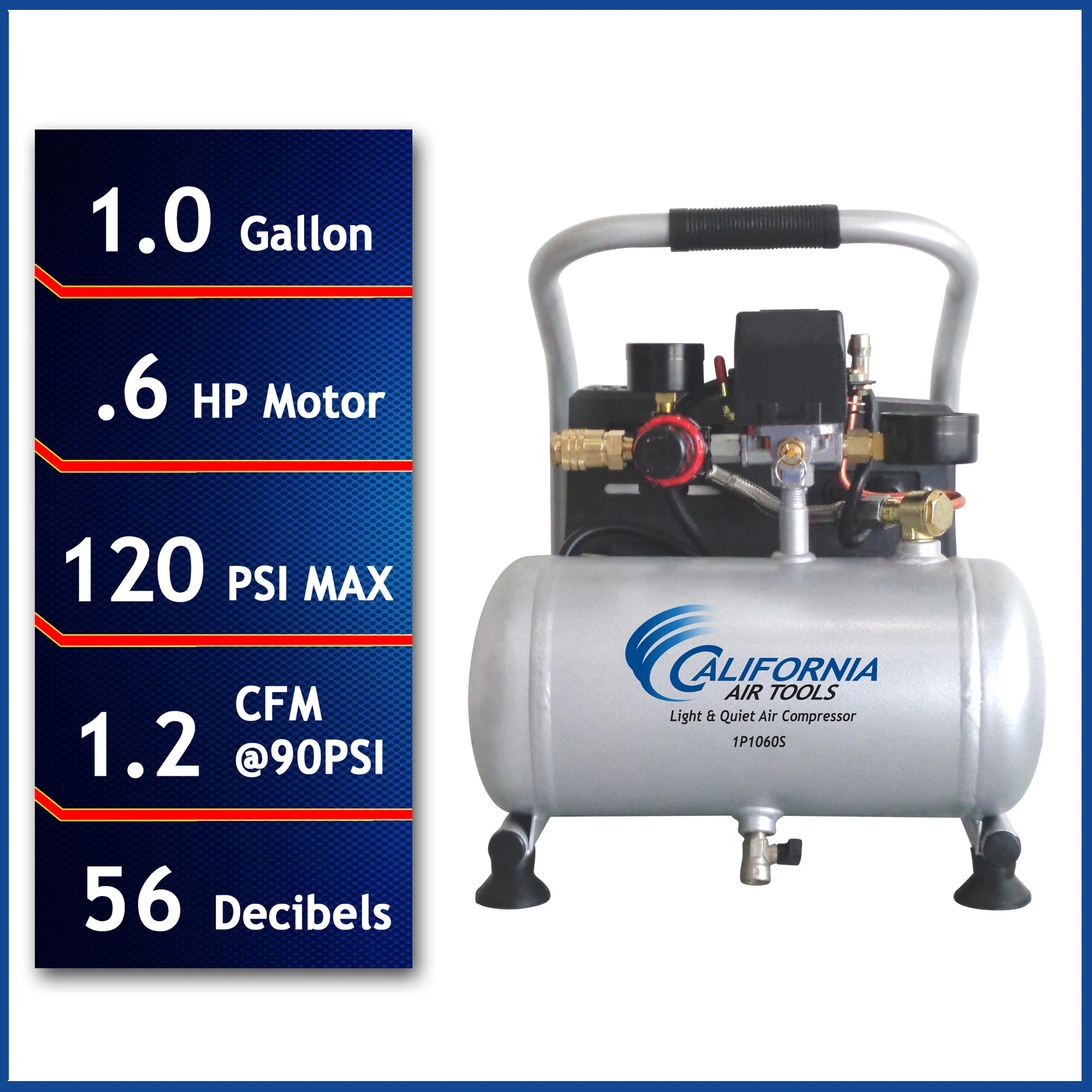California Air Tools Light & Ultra Quiet 1P1060S Portable Air Compressor
