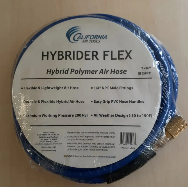 California Air Tools Hybrider Flex 1/4in 25 Foot Industrial Air Hose w/fittings 2
