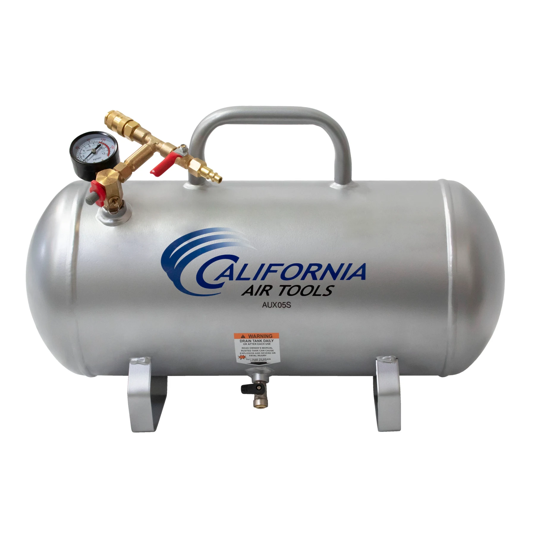 CALIFORNIA AIR TOOLS AUX05S 5.0 Gallon Steel Portable Auxiliary Air Tank 9