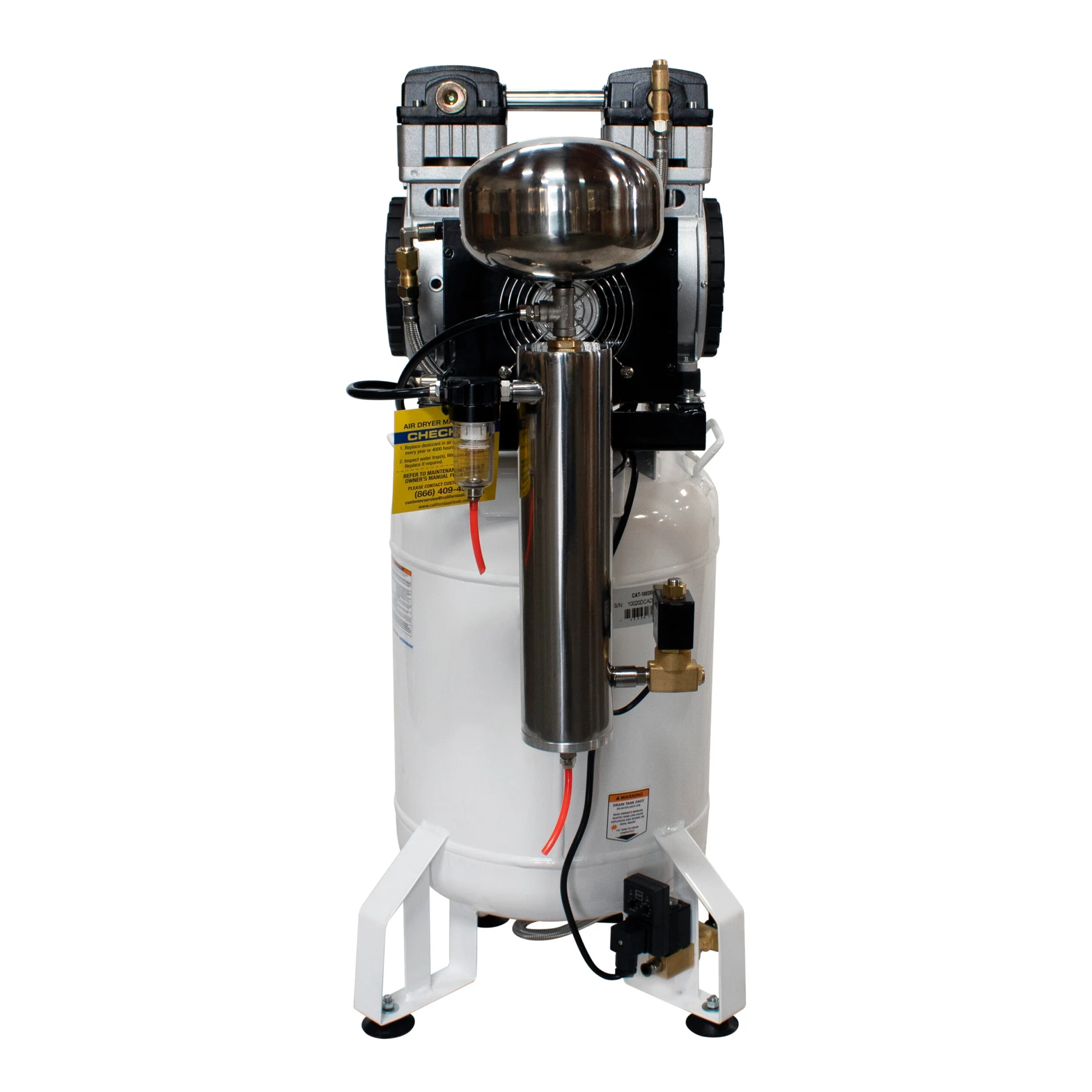 CALIFORNIA AIR TOOLS 10020DCAD-22060 2.0 Hp Ultra Quiet Oil-Free 10-Gallon Air Compressor with 80% Air Dryer and Auto Drain 220v 60hz 6