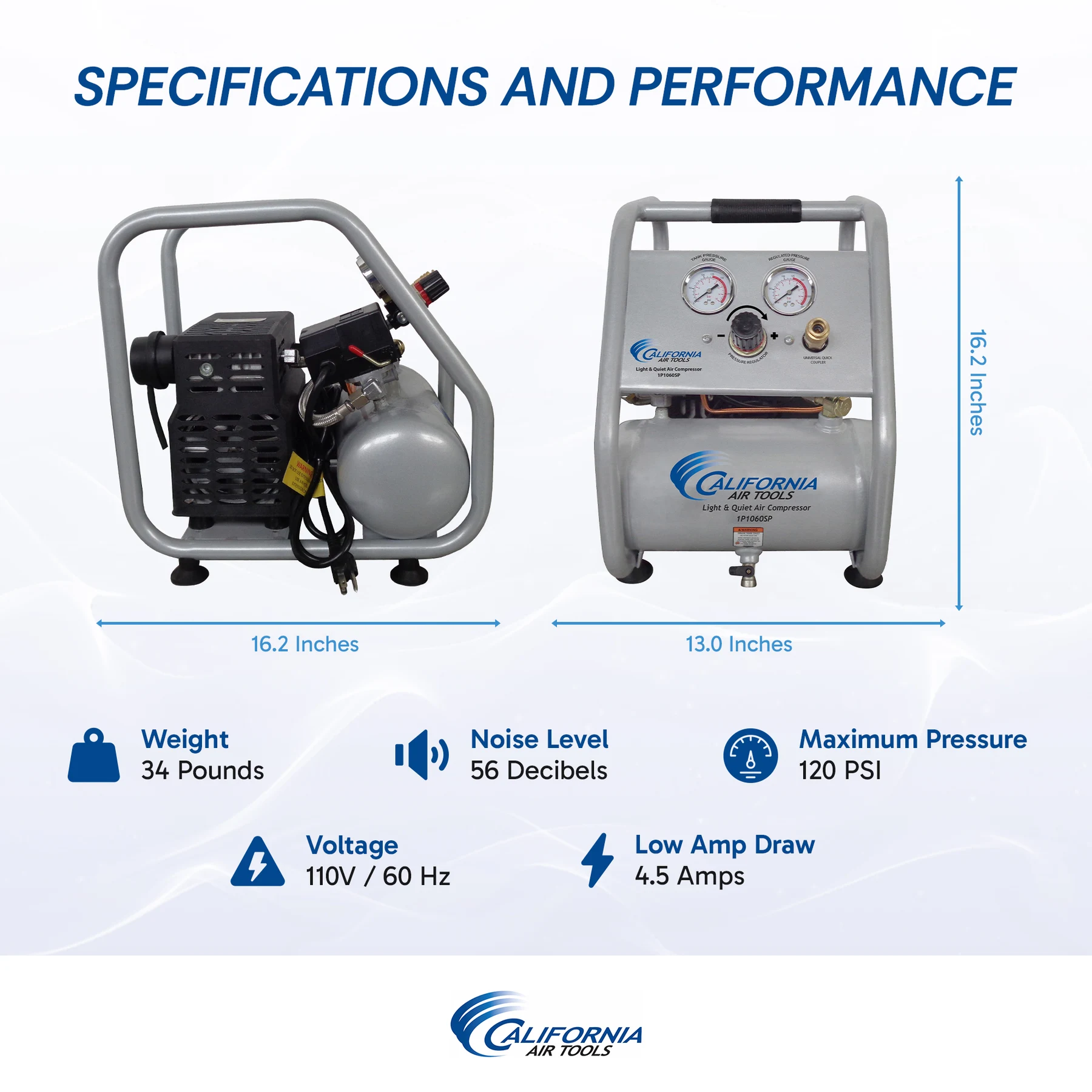 California Air Tools Light & Quiet 1P1060SP Portable Air Compressor 8