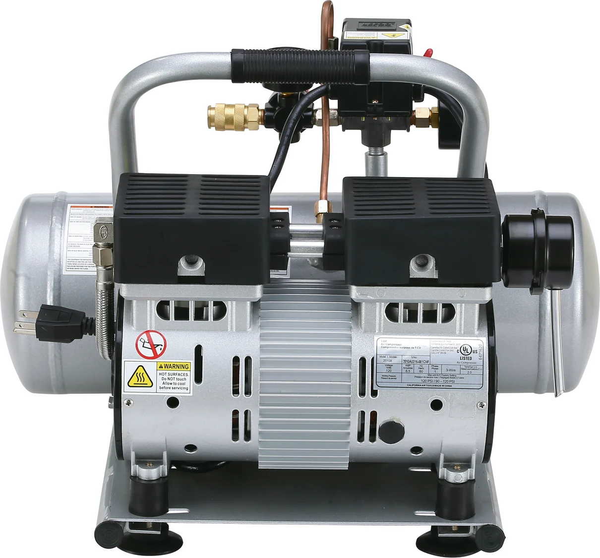 CALIFORNIA AIR TOOLS 2010A 4-PACK Bundle of Ultra Quiet, Oil-Free, 1.0 Hp 2 Gallon Air Compressors 10