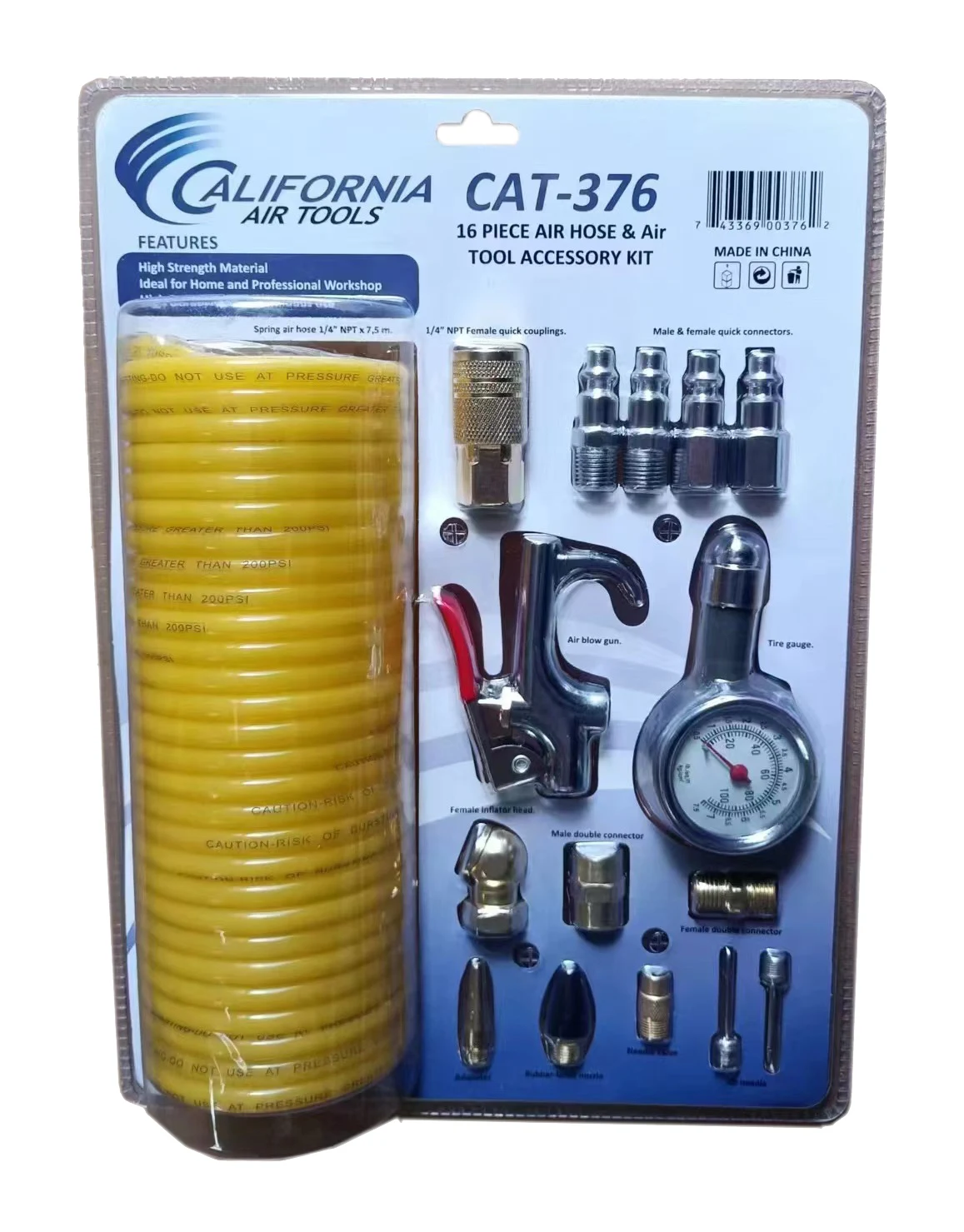 California Air Tools 376 16 PIECE AIR HOSE & AIR TOOL ACCESSORY KIT