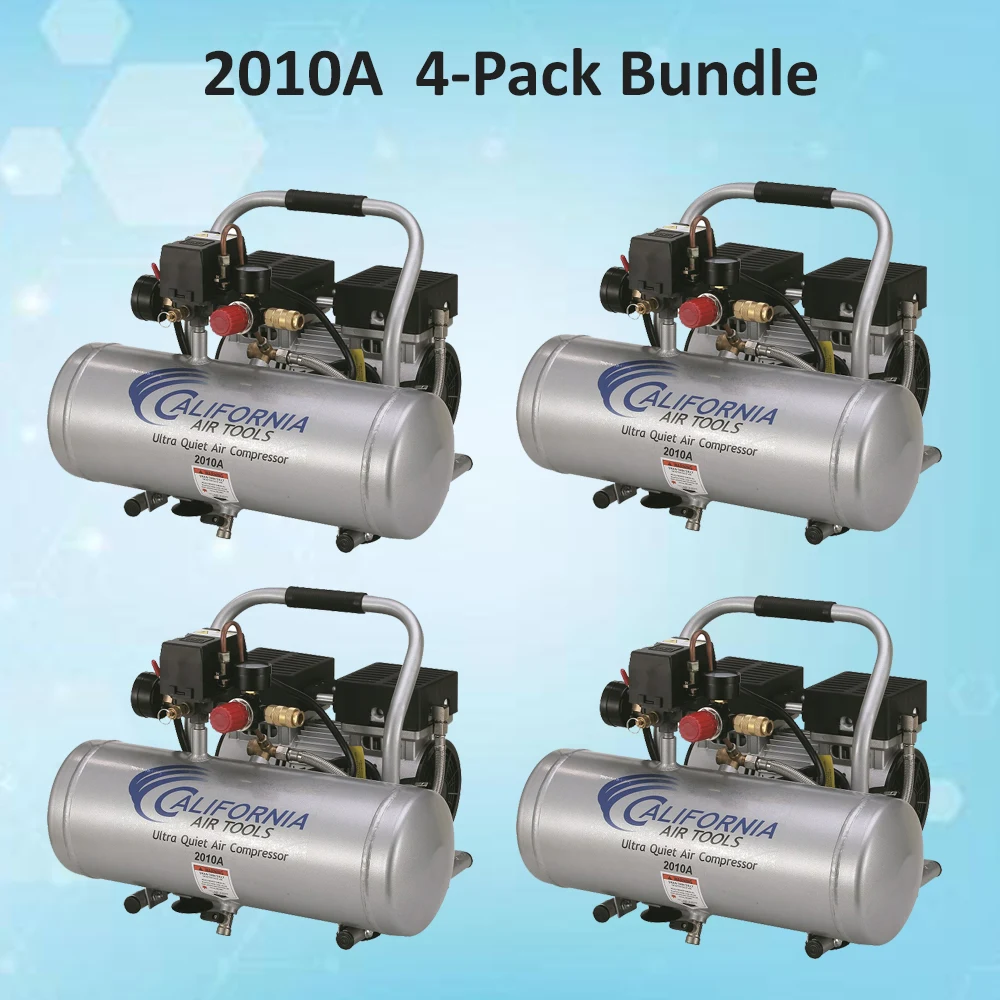 CALIFORNIA AIR TOOLS 2010A 4-PACK Bundle of Ultra Quiet, Oil-Free, 1.0 Hp 2 Gallon Air Compressors