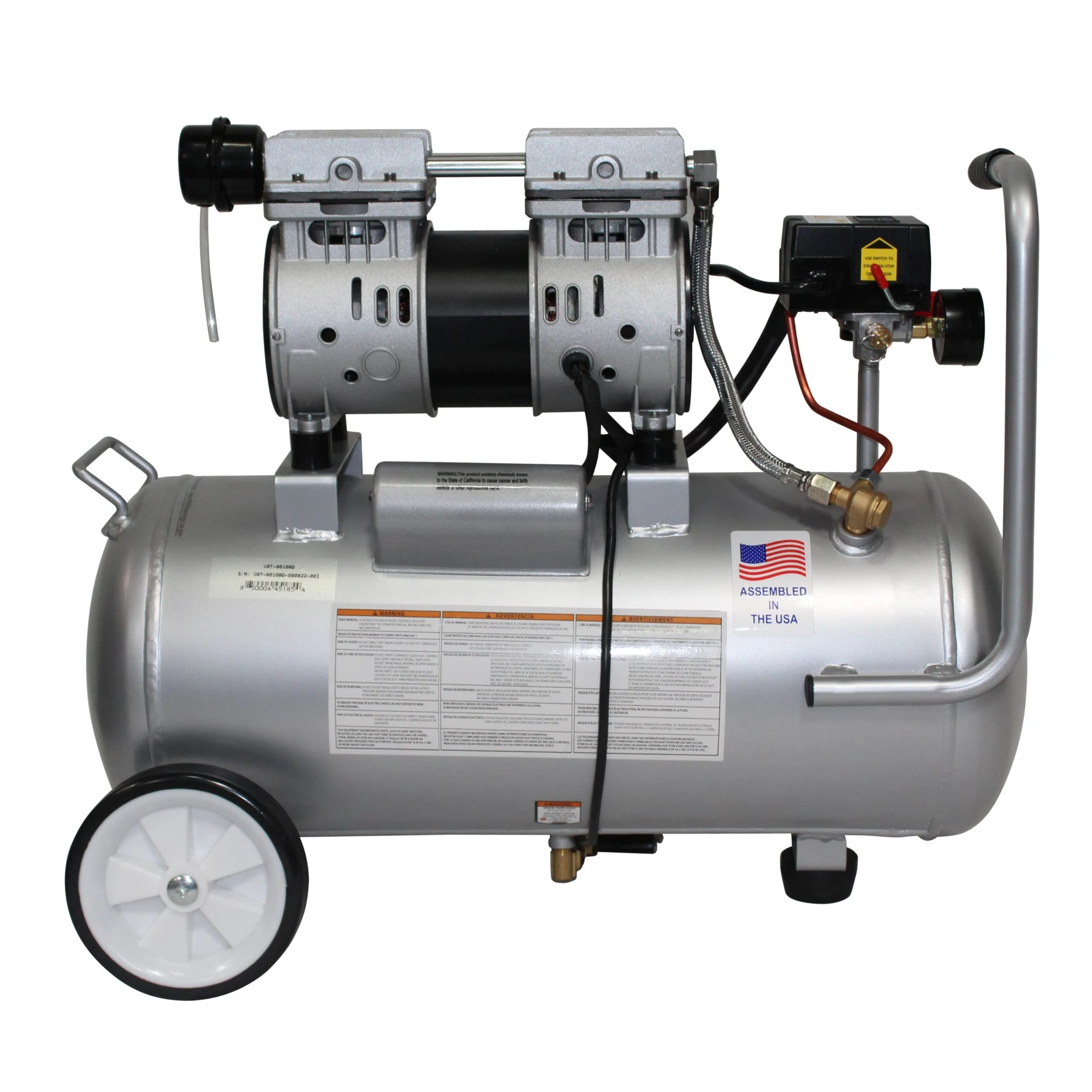 CALIFORNIA AIR TOOLS 8010AAD Ultra Quiet, Oil-Free, Lightweight 8-Gallon Aluminum Tank 1.0 Hp Air Compressor with Automatic Drain Valve 13
