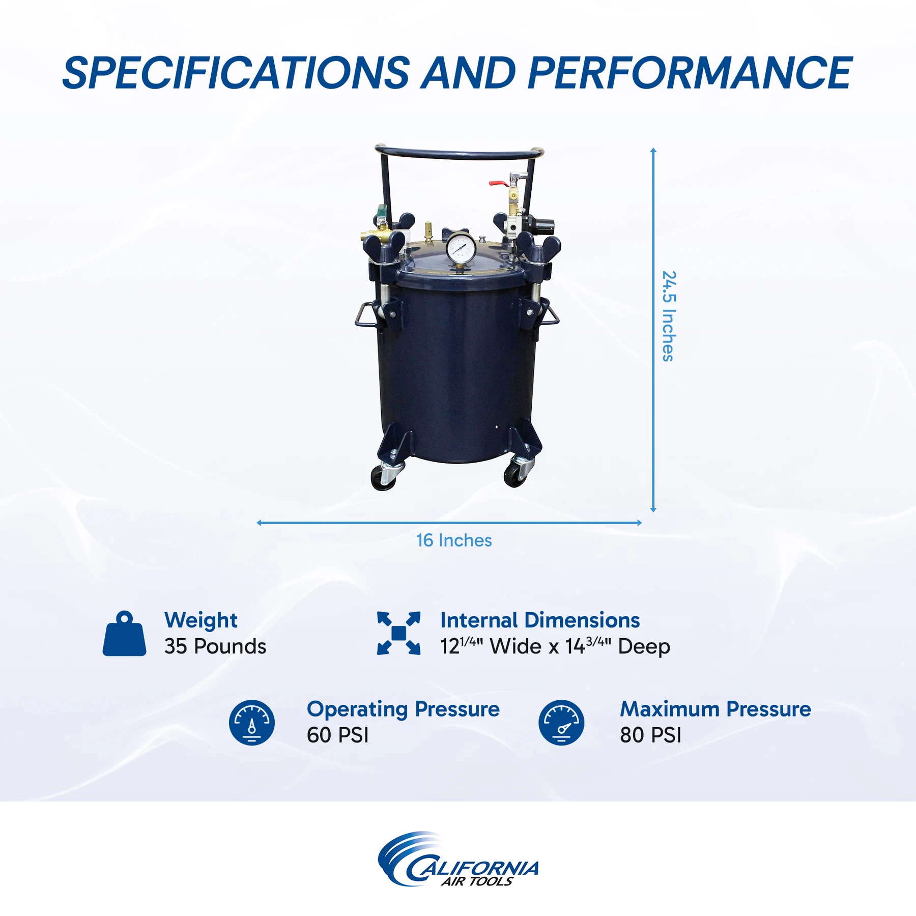 CALIFORNIA AIR TOOLS 365C 5 Gallon Pressure Pot for Resin Casting 10