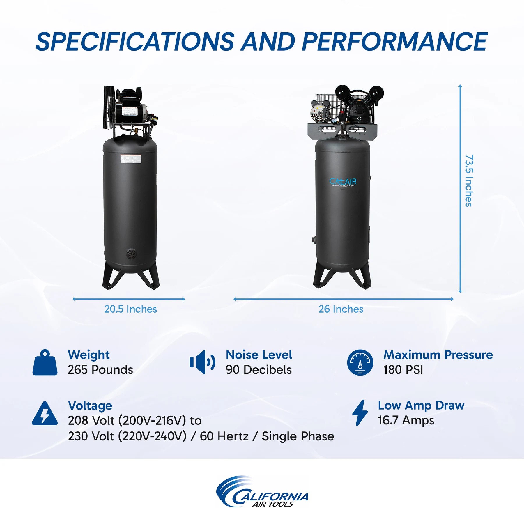California Air Tools CALAIR 60037BD 60 Gal 3.7 hp One-Stage Oil-Lubricated Belt Driven Air Compressor 15