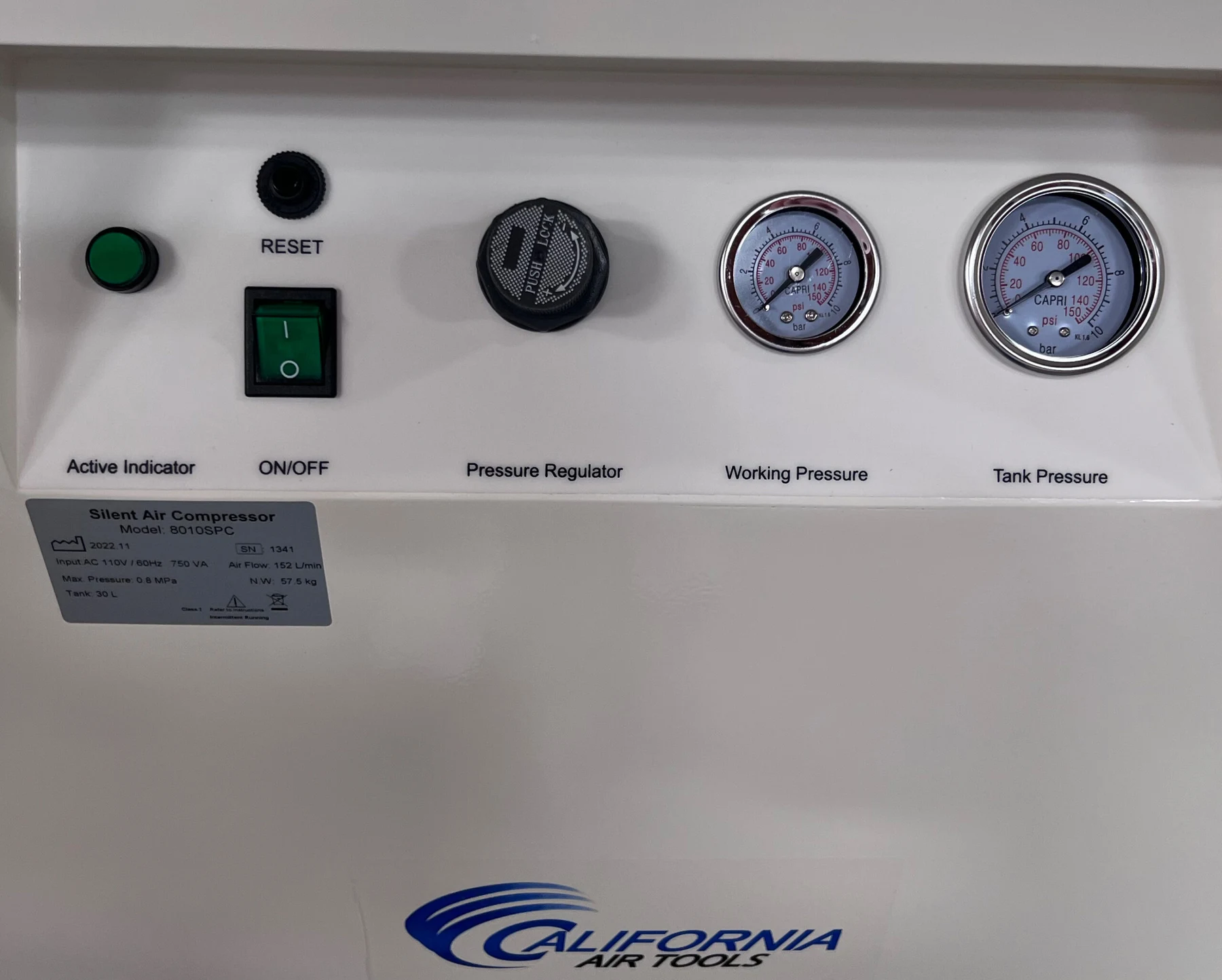 CALIFORNIA AIR TOOLS 8010SPC 1.0 Hp Ultra Quiet & Oil-Free Air Compressor with Sound Proof Cabinet 7